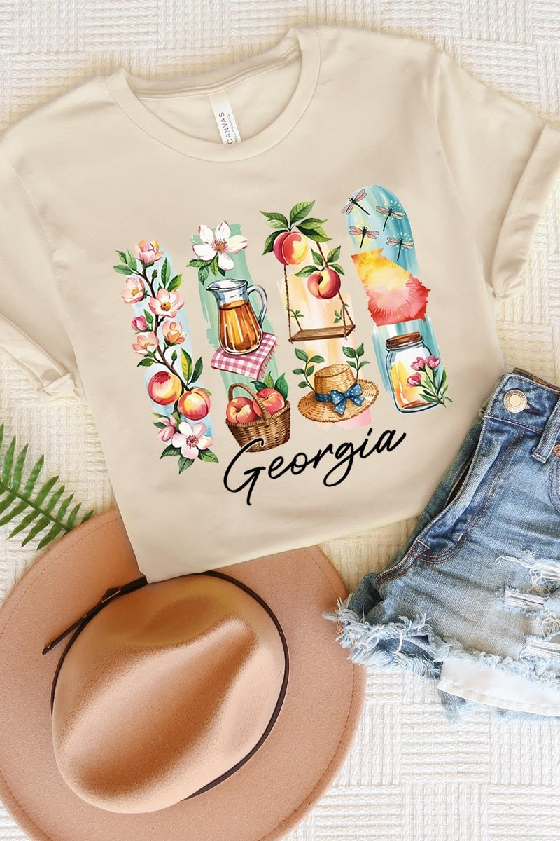 US3001P-E3061GA Georgia State Brushstroke Graphic Plus Tee $16