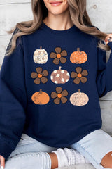 UL180-E3117 Pumpkins & Flowers Fall Graphic Sweatshirt $20