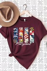 US3001-E3061MD Maryland State Brushstroke Graphic Tee $12.5