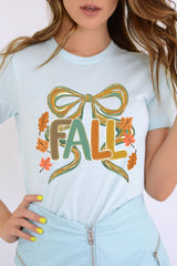 US3001P-E3121 Fall Brushstroke Bow Graphic Plus Tee $16