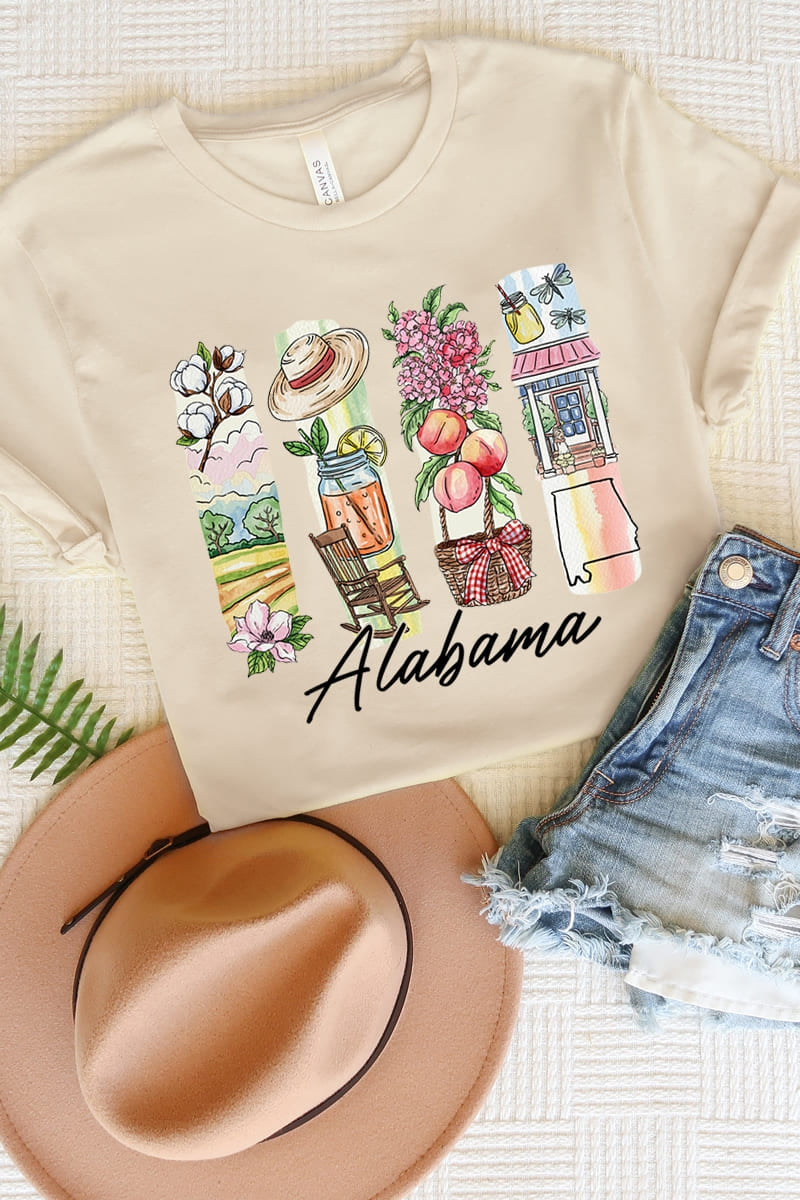 US3001P-E3061AL Alabama State Brushstroke Graphic Plus Tee $16