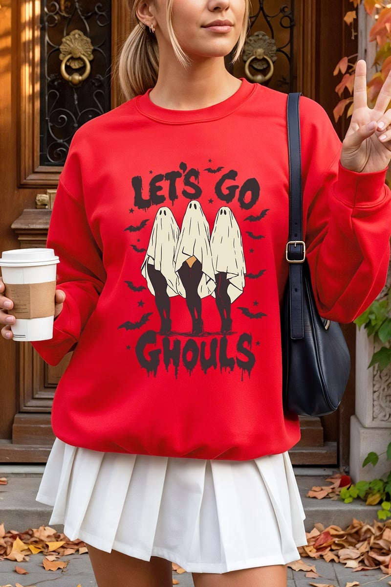 UL180-E3160 Letu2019s Go Ghouls Ghost Graphic Sweatshirt $20