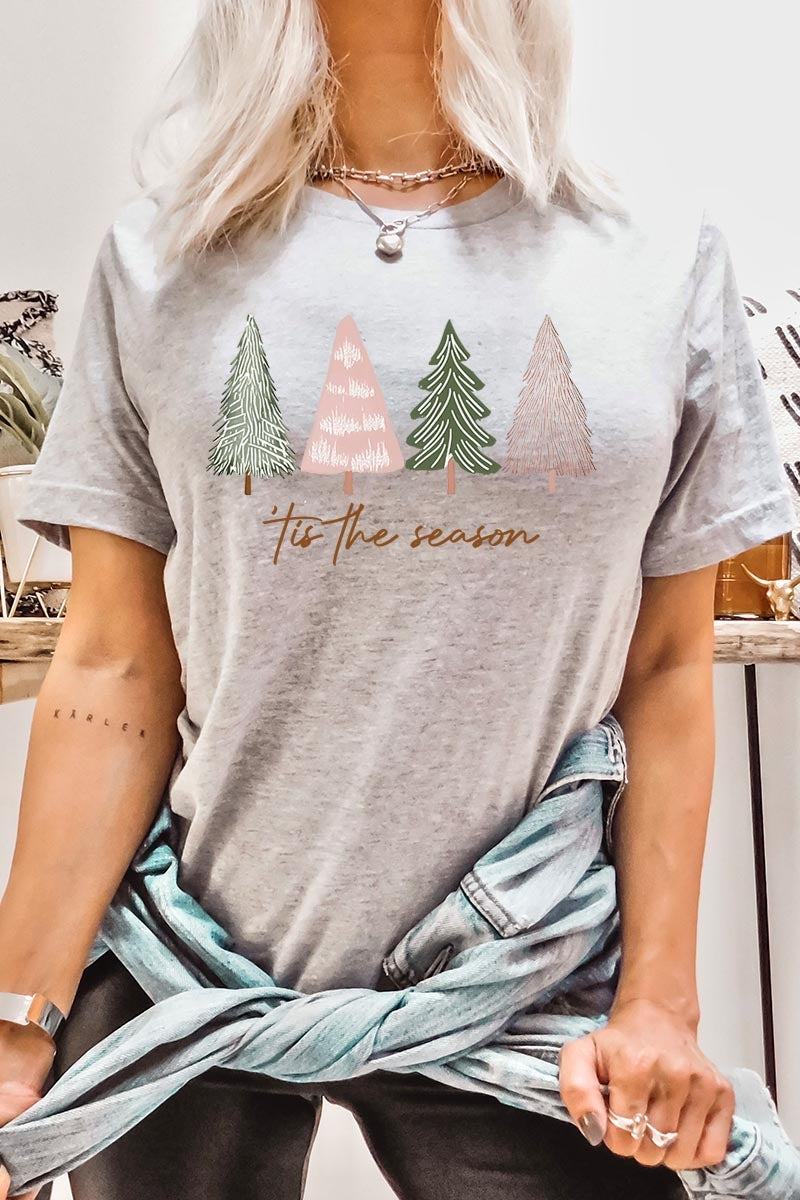 US3001P-E3218 Rustic Christmas Trees Graphic Plus Tee $16