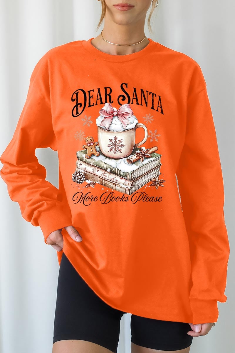 UL240-E3205 Dear Santa Books Graphic Long Sleeve Tee $13.75