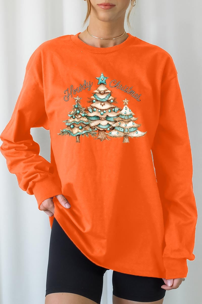 UL240-E3185 Howdy Christmas Graphic Long Sleeve Tee $13.75