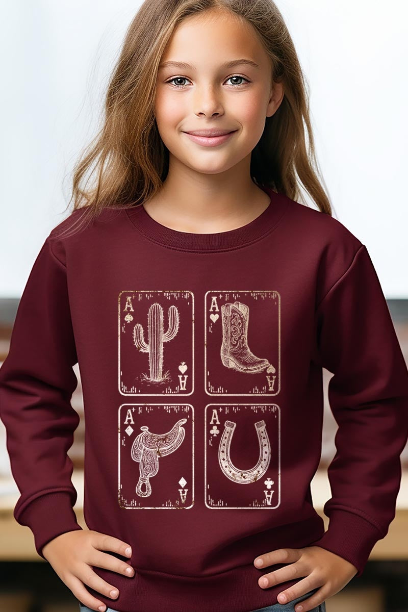 UL180B-E3094Z Western Cowgirl Card Kids Graphic Sweatshirt $20