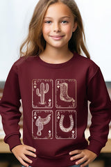 UL180B-E3094Z Western Cowgirl Card Kids Graphic Sweatshirt $20