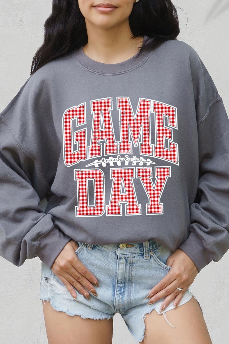 UL180-E3126 Red Gingham Game Day Graphic Sweatshirt $20