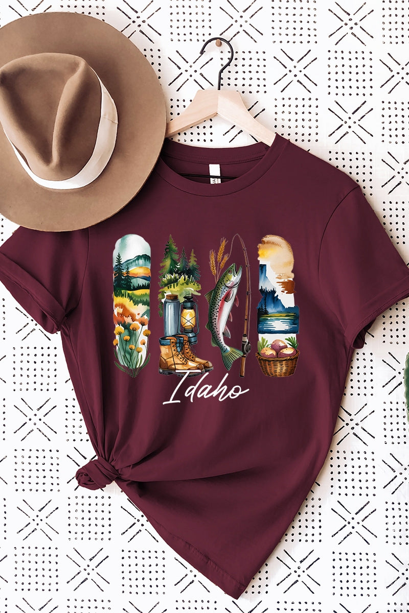 US3001-E3061ID Idaho State Brushstroke Graphic Tee $12.5
