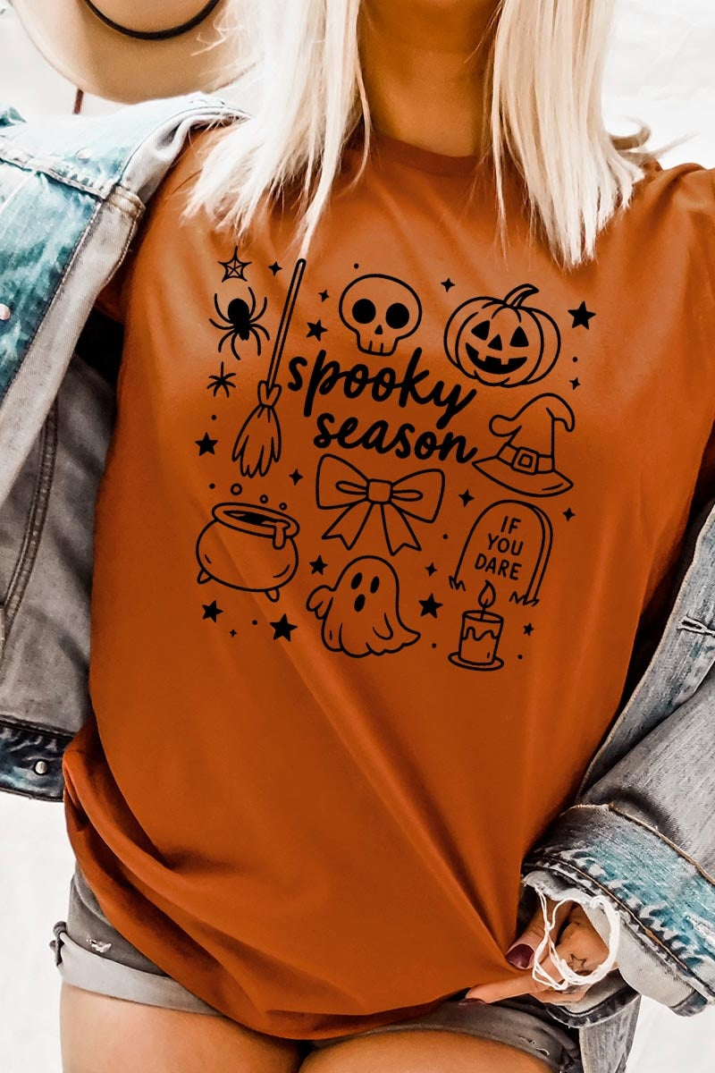 US3001-E3141 Halloween Doodle Graphic Tee $12.5