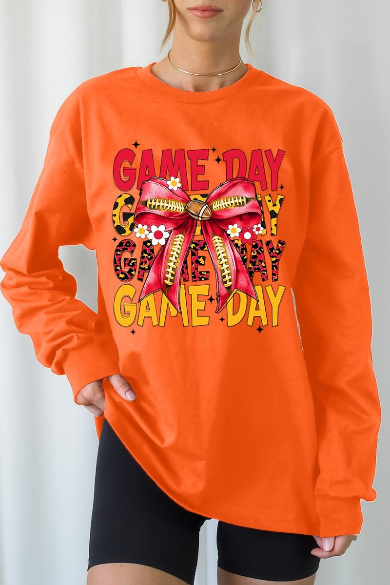 UL240P-E3091 Red Yellow Football Bow Plus Long Sleeve Tee $17