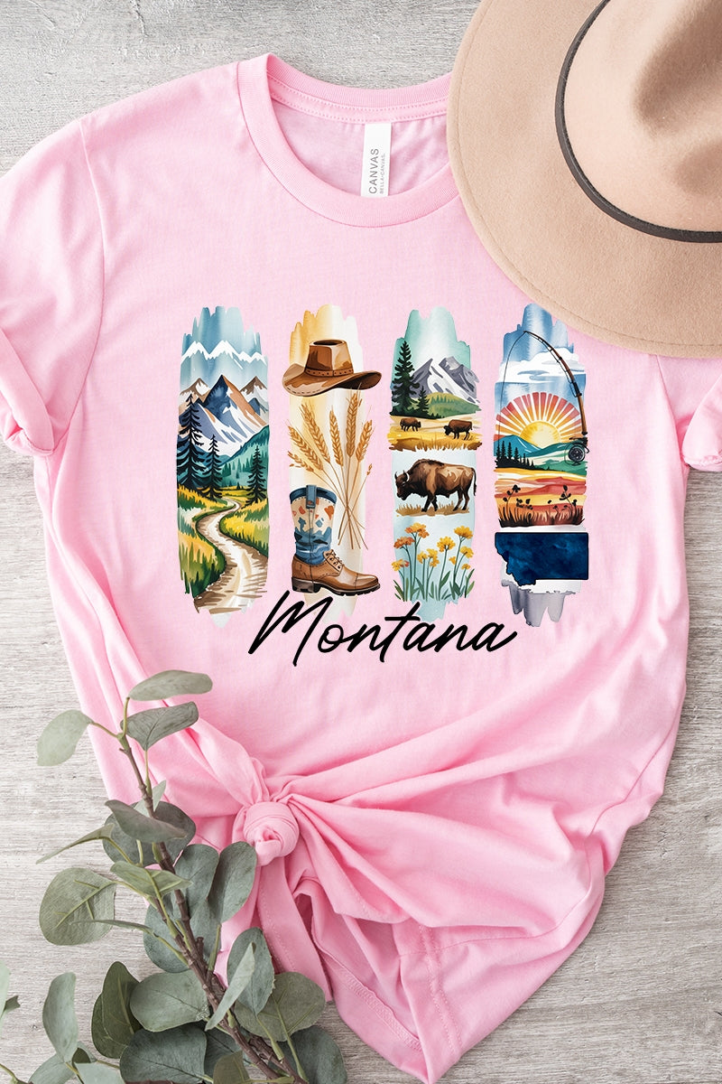 US3001P-E3061MT Montana State Brushstroke Graphic Plus Tee $16