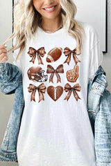 5000P-E3054 Cute Football and Bow Graphic Plus Heavy Cotton Tee $12.75