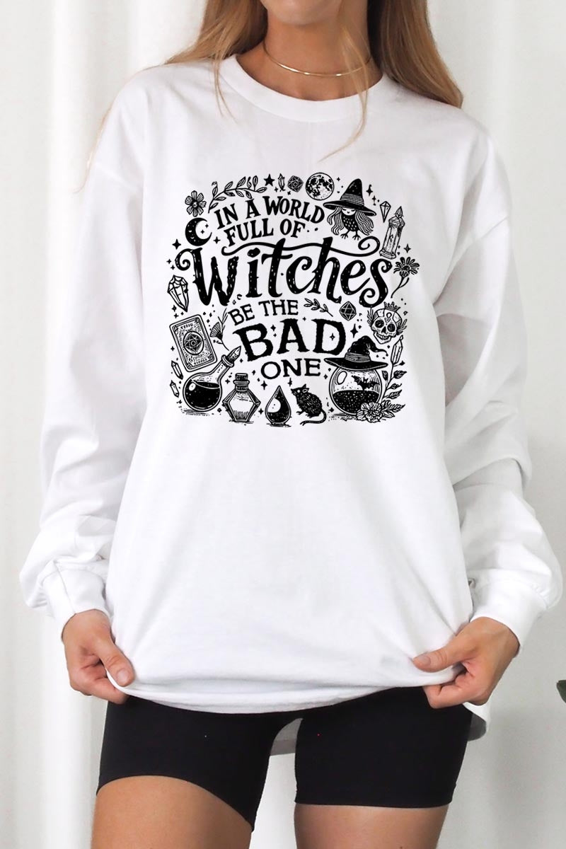UL240-E3139 In a World of Witches Graphic Long Sleeve Tee $13.75