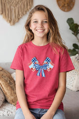 5000B-E3482Z Patriotic Bow Flags Kids Graphic Heavy Cotton Tee $8.5