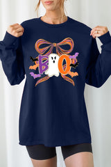 UL240P-E3120 Boo Brushstroke Bow Graphic Plus Long Sleeve Tee $17