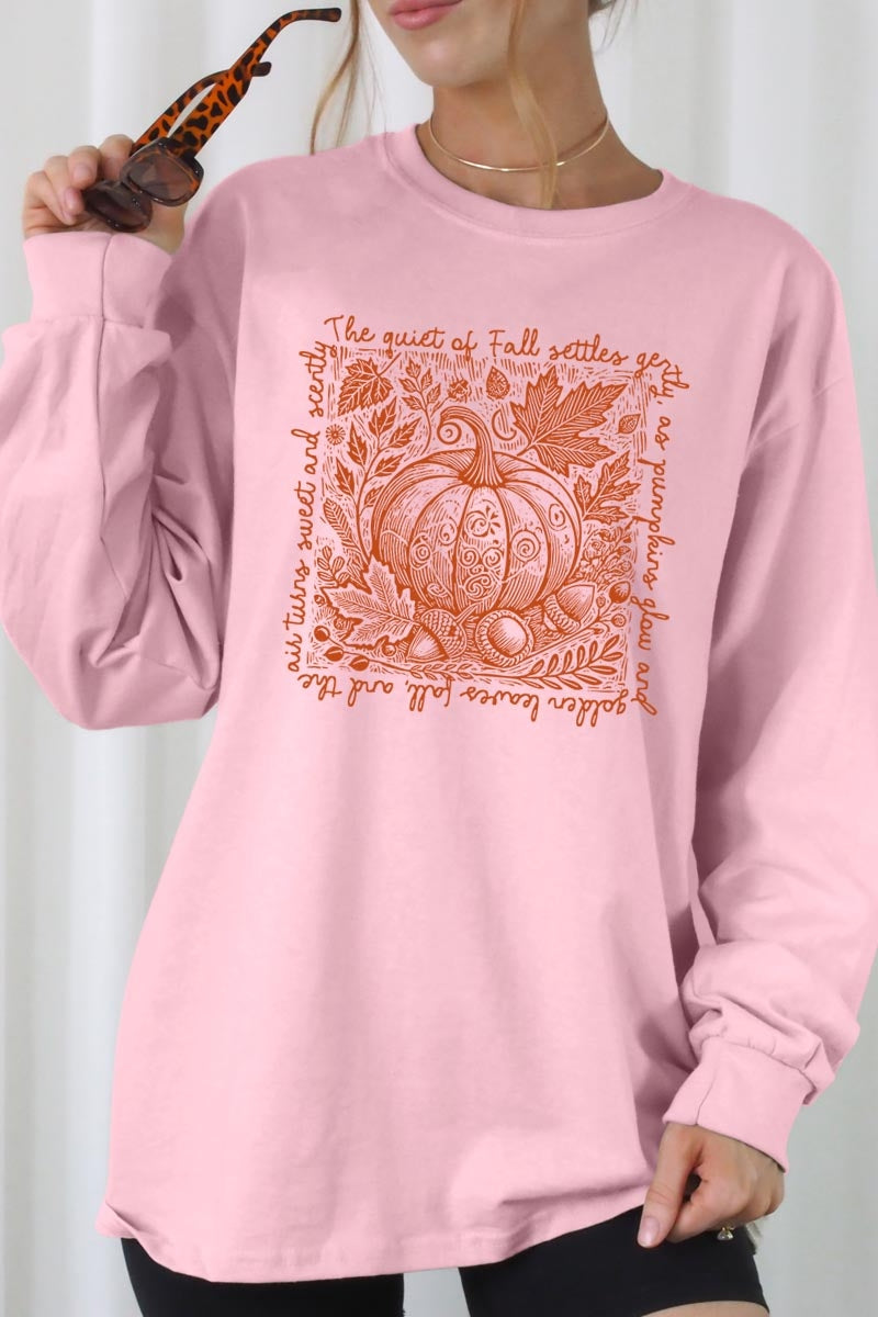 UL240P-E3112 Fall Pumpkin Graphic Plus Long Sleeve Tee $17