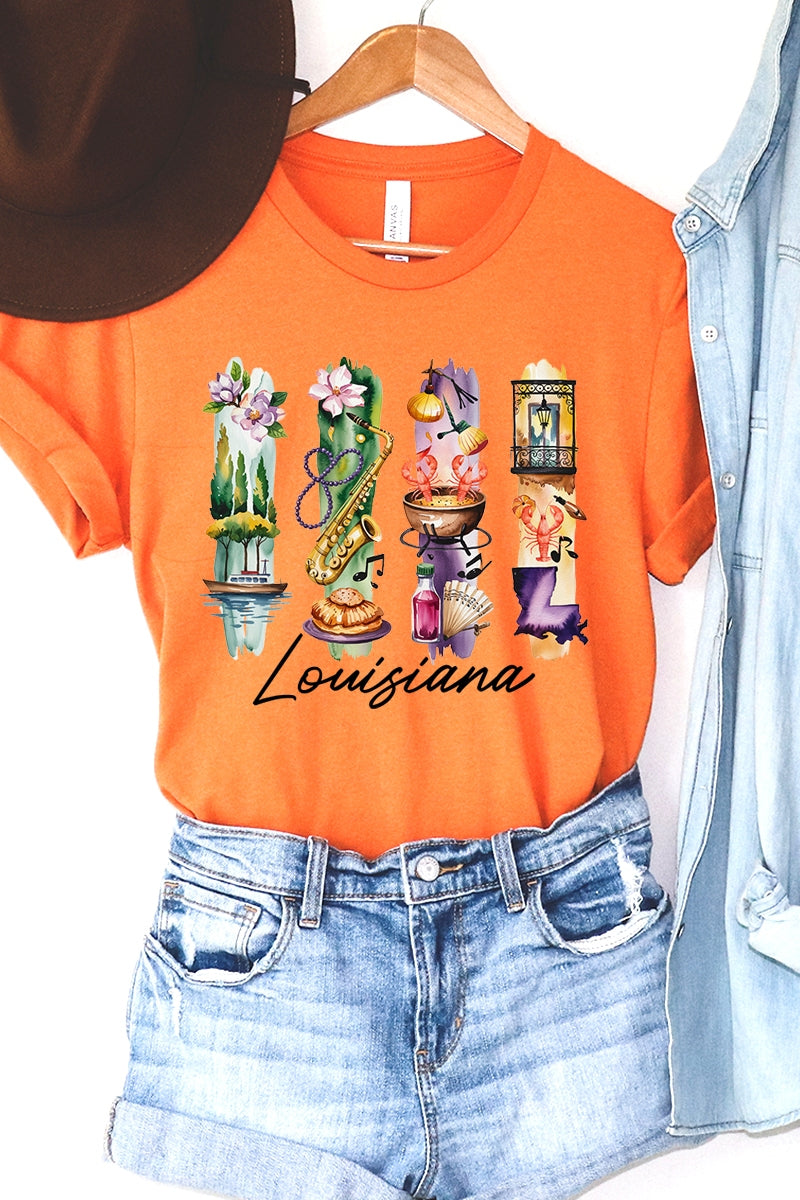 US3001P-E3061LA Louisiana State Brushstroke Graphic Plus Tee $16