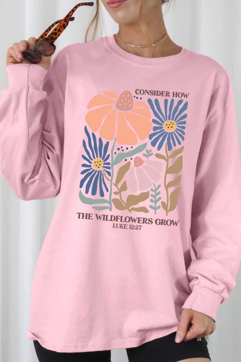 UL240P-E3067 Consider the Wildflowers Plus Long Sleeve Tee $17