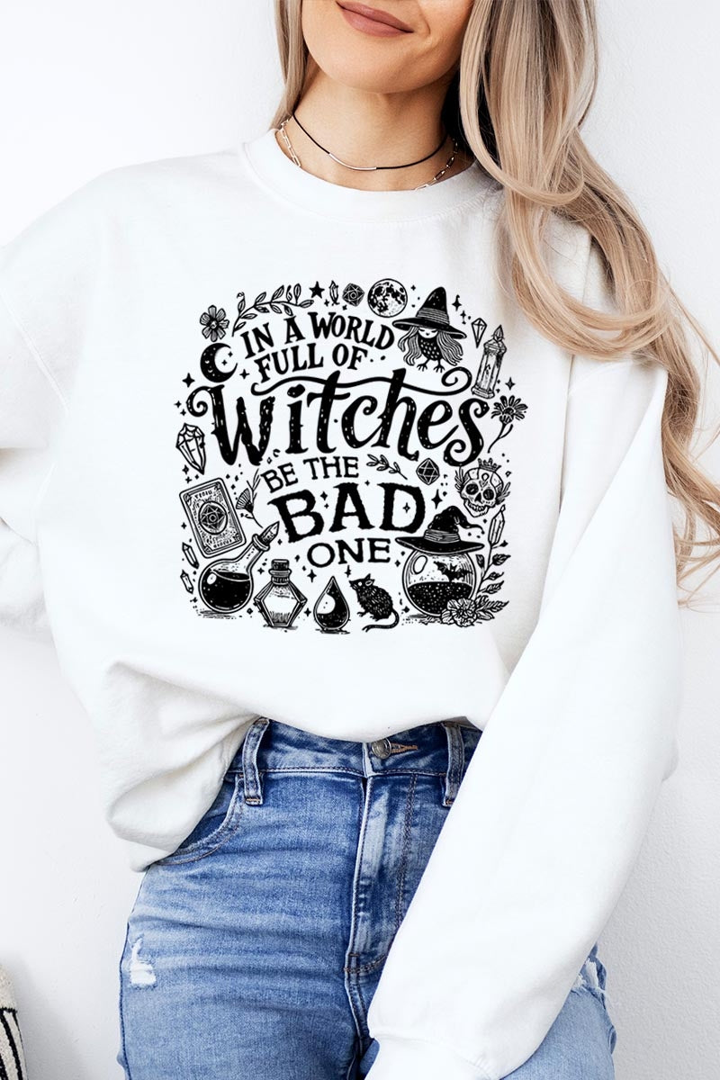UL180P-E3139 In a World of Witches Graphic Plus Sweatshirt $25