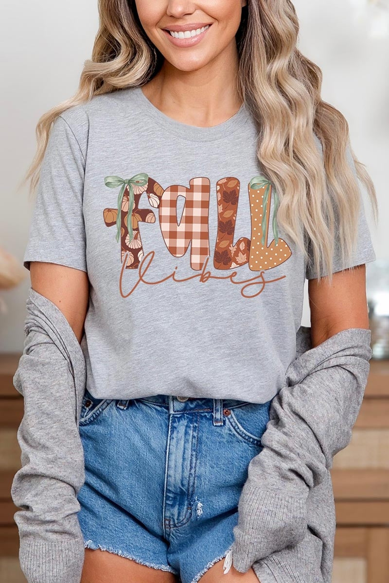 US3001P-E3071 Fall Vibes Rustic Script Graphic Plus Tee $16