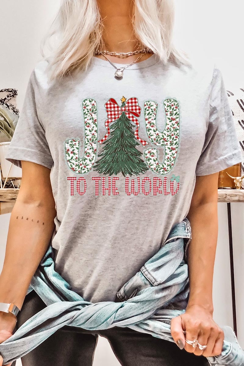 US3001-E3213 Joy to the World Graphic Tee $12.5
