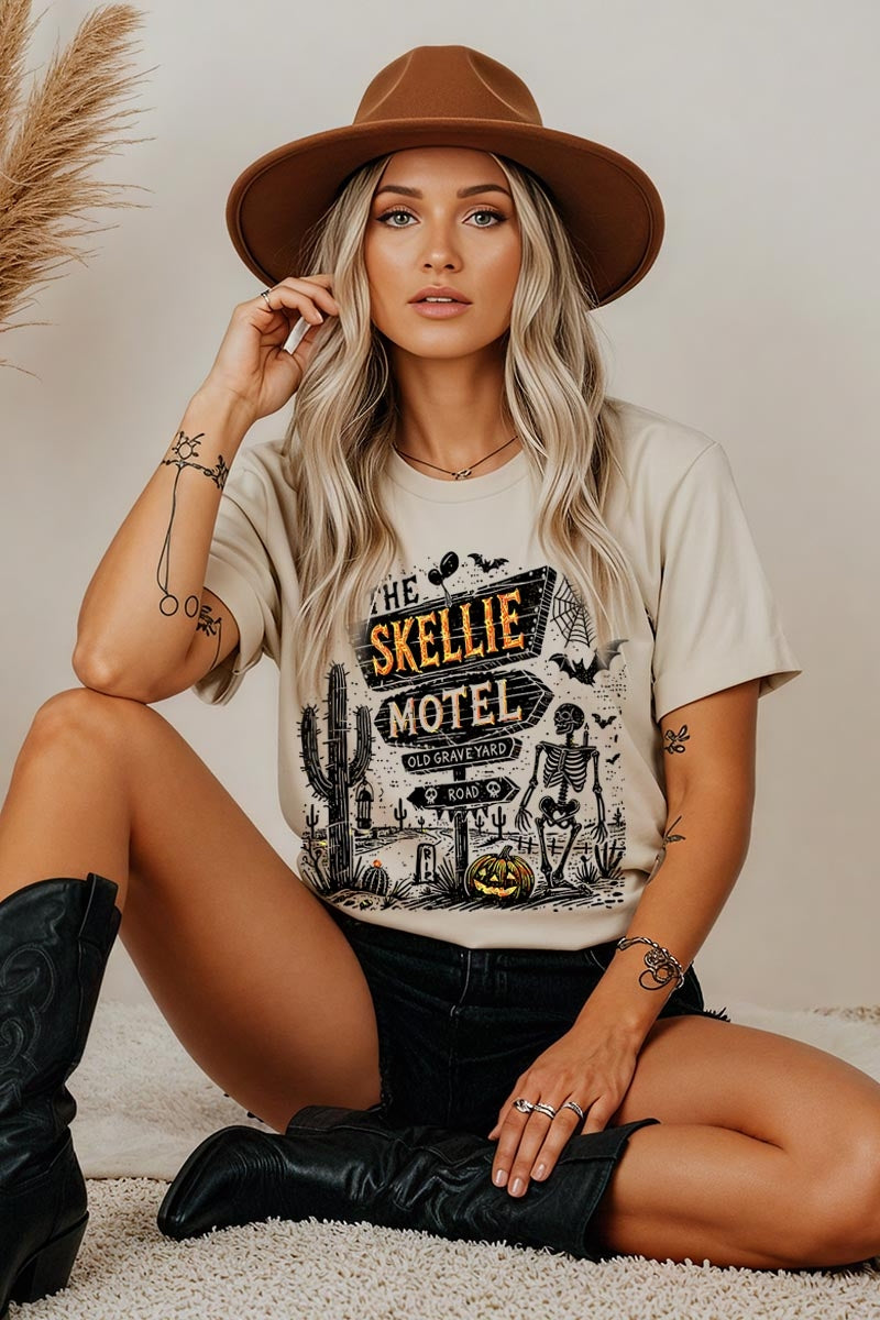 5000P-E3108 Skellie Motel Halloween Plus Heavy Cotton Tee $12.75