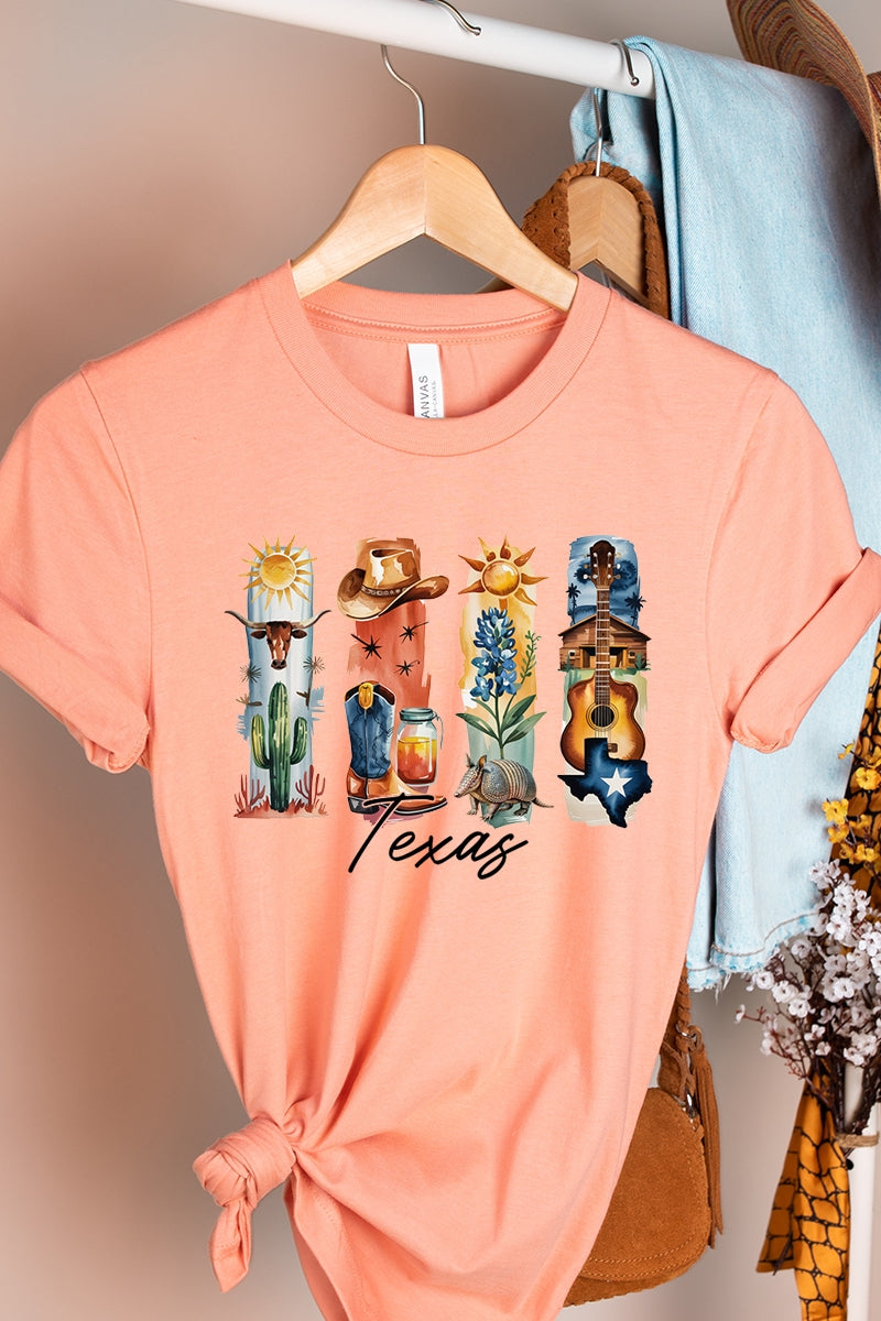 US3001P-E3061TX Texas State Brushstroke Graphic Plus Tee $16