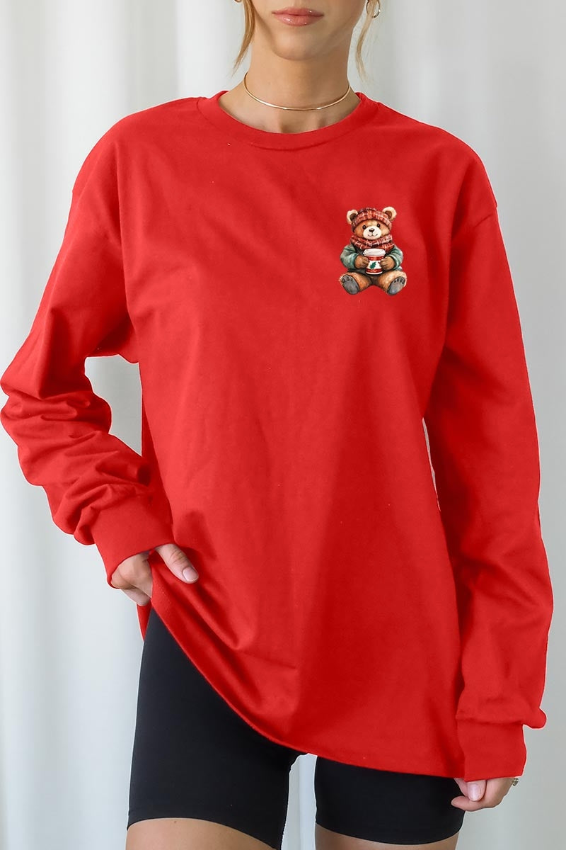 UL240-E3175 Christmas bear Graphic Long Sleeve Tee $13.75