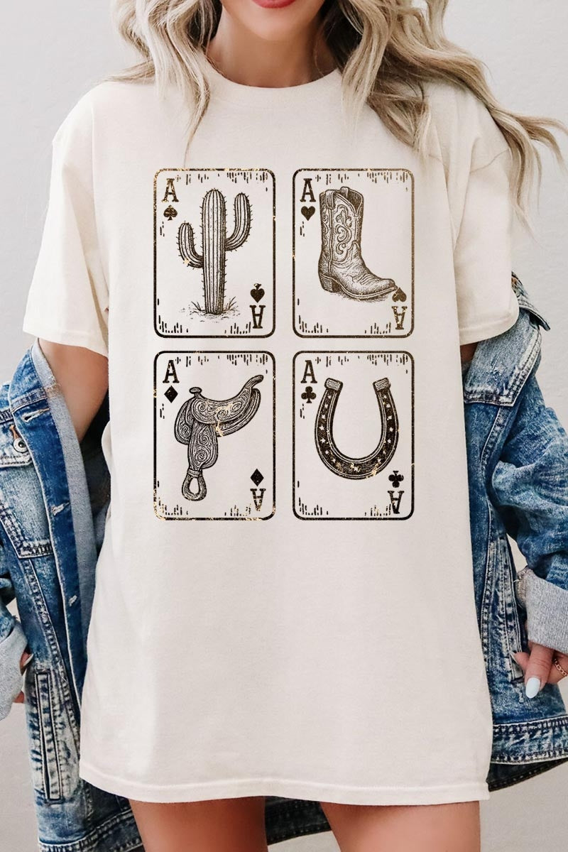 5000-E3094 Western Cowgirl Card Graphic Heavy Cotton Tee $9