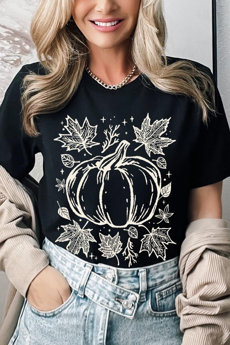 US3001P-E3162 Fall Pumpkin Graphic Plus Tee $16
