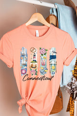 US3001P-E3061CT Connecticut State Brushstroke Graphic Plus Tee $16