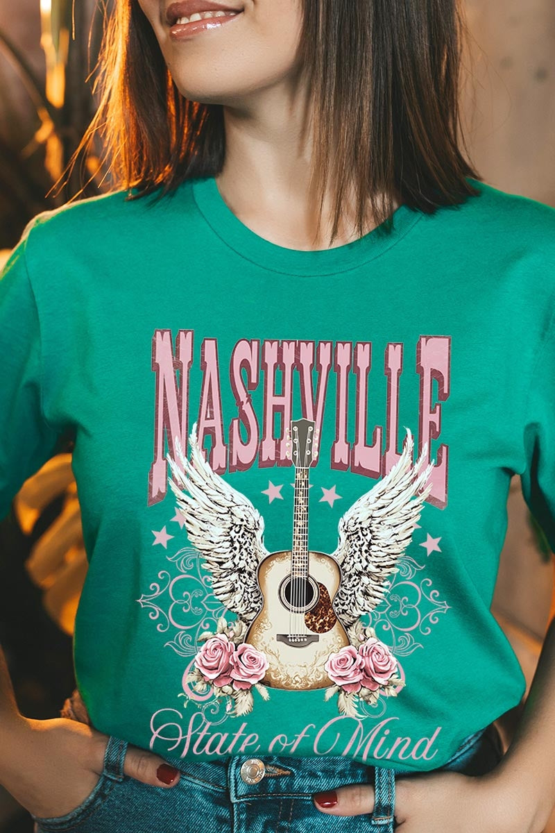 US3001-E3157 Nashville Rose Graphic Tee $12.5