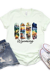 US3001-E3061WY Wyoming State Brushstroke Graphic Tee $12.5