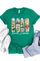 US3001P-E3061ND North Dakota State Brushstroke Graphic Plus Tee $16