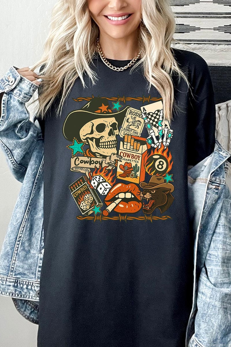 5000P-E3096 Vintage Western Collage Plus Heavy Cotton Tee $12.75