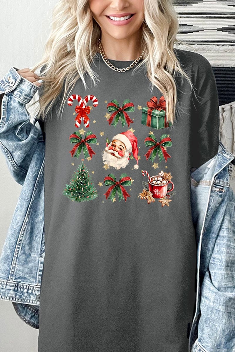 5000-E3217 Santa Gifts & Bows Christmas Graphic Heavy Cotton Tee $9