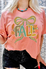 US3001-E3121 Fall Brushstroke Bow Graphic Tee $12.5