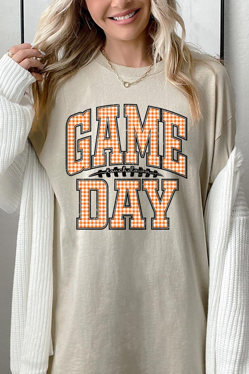 5000P-E3129 Orange Gingham Game Day Plus Heavy Cotton Tee $12.75