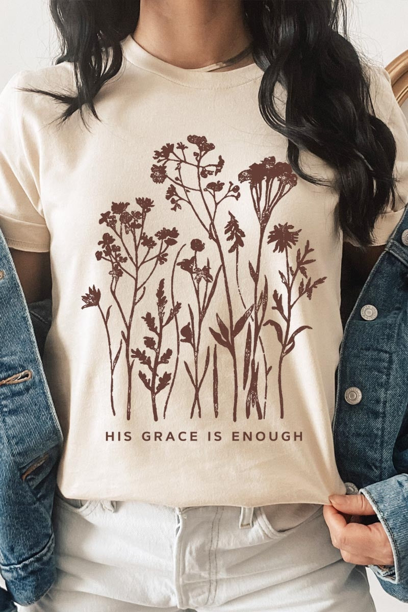 US3001-E3146 Christian Wildflower Graphic Tee $12.5