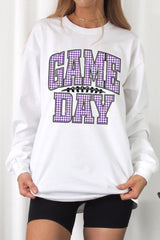 UL240P-E3127 Purple Gingham Game Day Plus Long Sleeve Tee $17