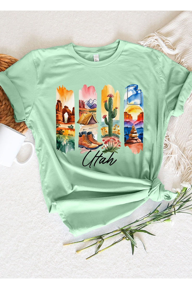 US3001-E3061UT Utah State Brushstroke Graphic Tee $12.5
