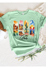 US3001P-E3061UT Utah State Brushstroke Graphic Plus Tee $16