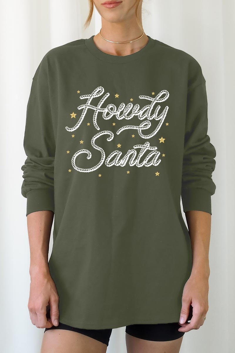 UL240P-E3199 Howdy Santa Graphic Plus Long Sleeve Tee $17