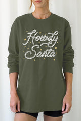 UL240-E3199 Howdy Santa Graphic Long Sleeve Tee $13.75