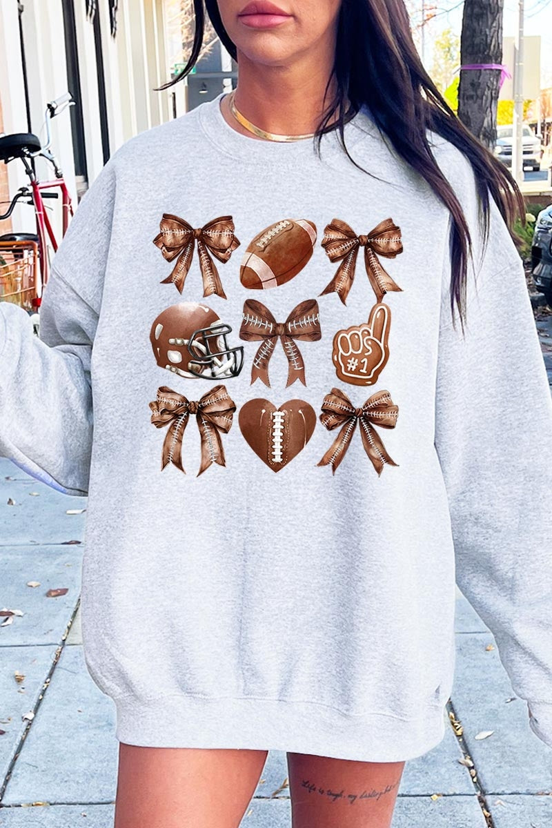 UL180-E3054 Cute Football and Bow Graphic Sweatshirt $20