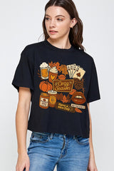 CTS-E3119 Retro Fall Collage Graphic Relaxed Crop Top $11