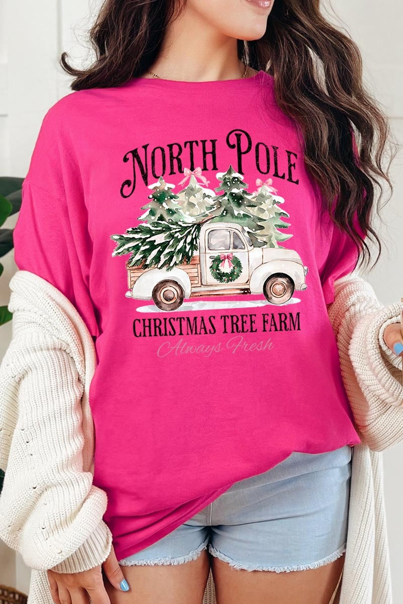 5000-E3174 North Pole Christmas Graphic Heavy Cotton Tee $9