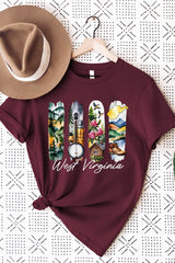 US3001P-E3061WV West Virginia State Brushstroke Graphic Plus Tee $16