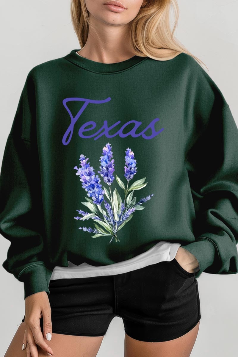 UL180-E3060 Texas Bluebonnet Graphic Sweatshirt $20